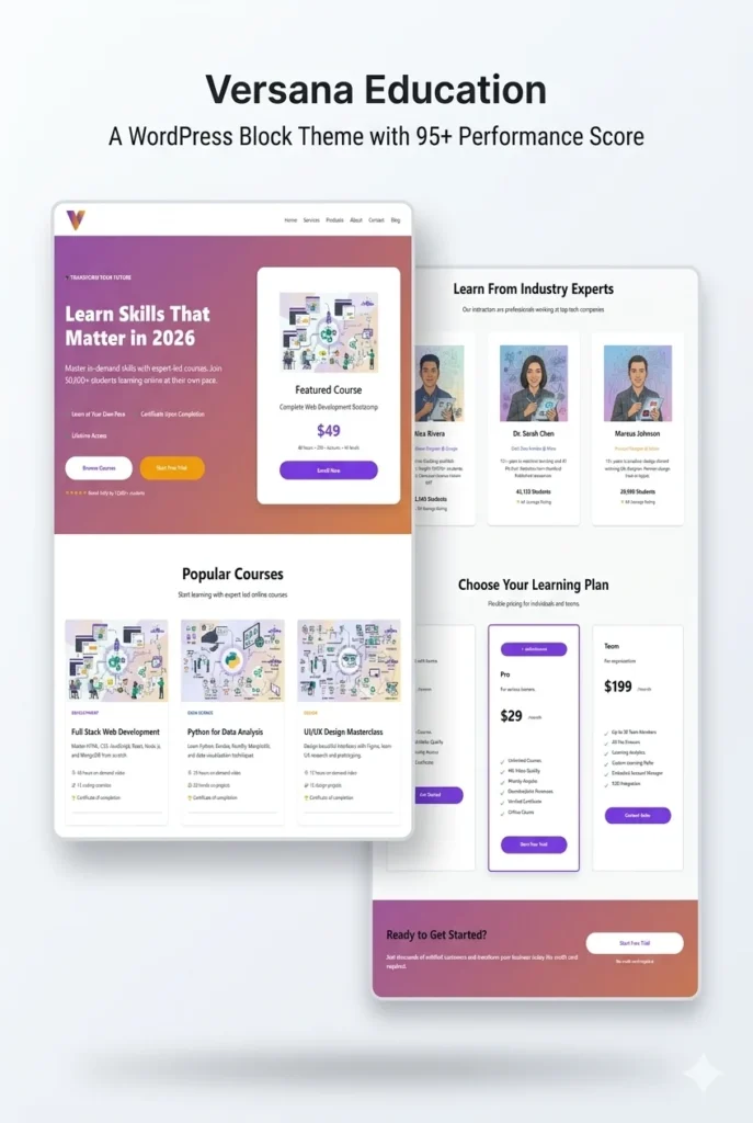 Versana WordPress Block Theme for Educational Websites