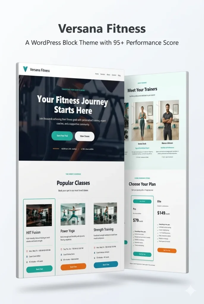 Versana WordPress Block Theme for Fitness websites