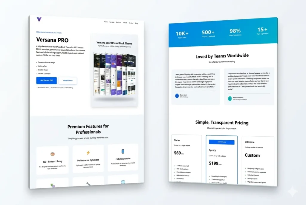 Versana WordPress Block Theme for Saas Products